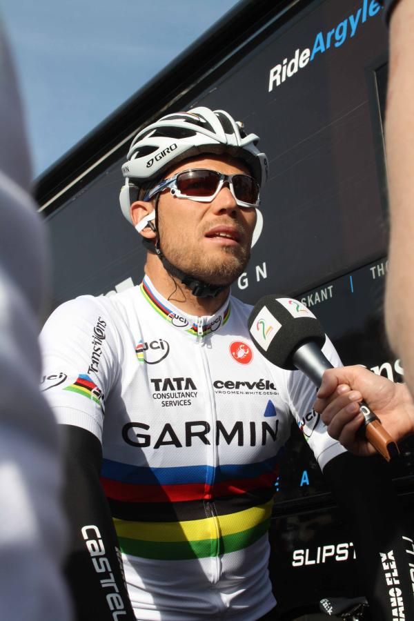 Thor Hushovd (Garmin-Cervelo) looked focused ahead of Paris-Roubaix.