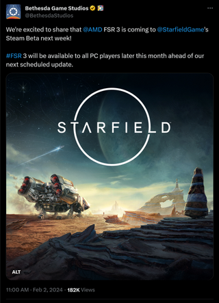 Starfield will get official FSR 3 support in a Steam beta update coming ...