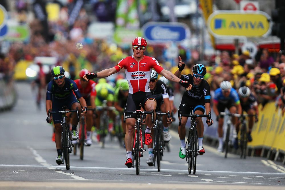 Andre Greipel appears to win stage 8, but he was later relegated.