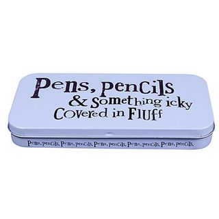 rectangular blue pencil box made of tin