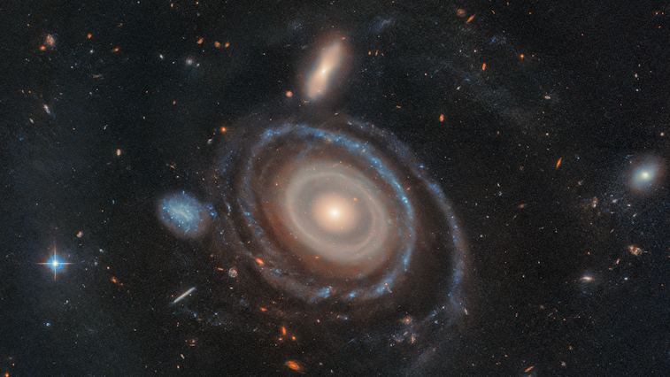 A gorgeous image of a multi-ring galaxy with an almost chalky finish.