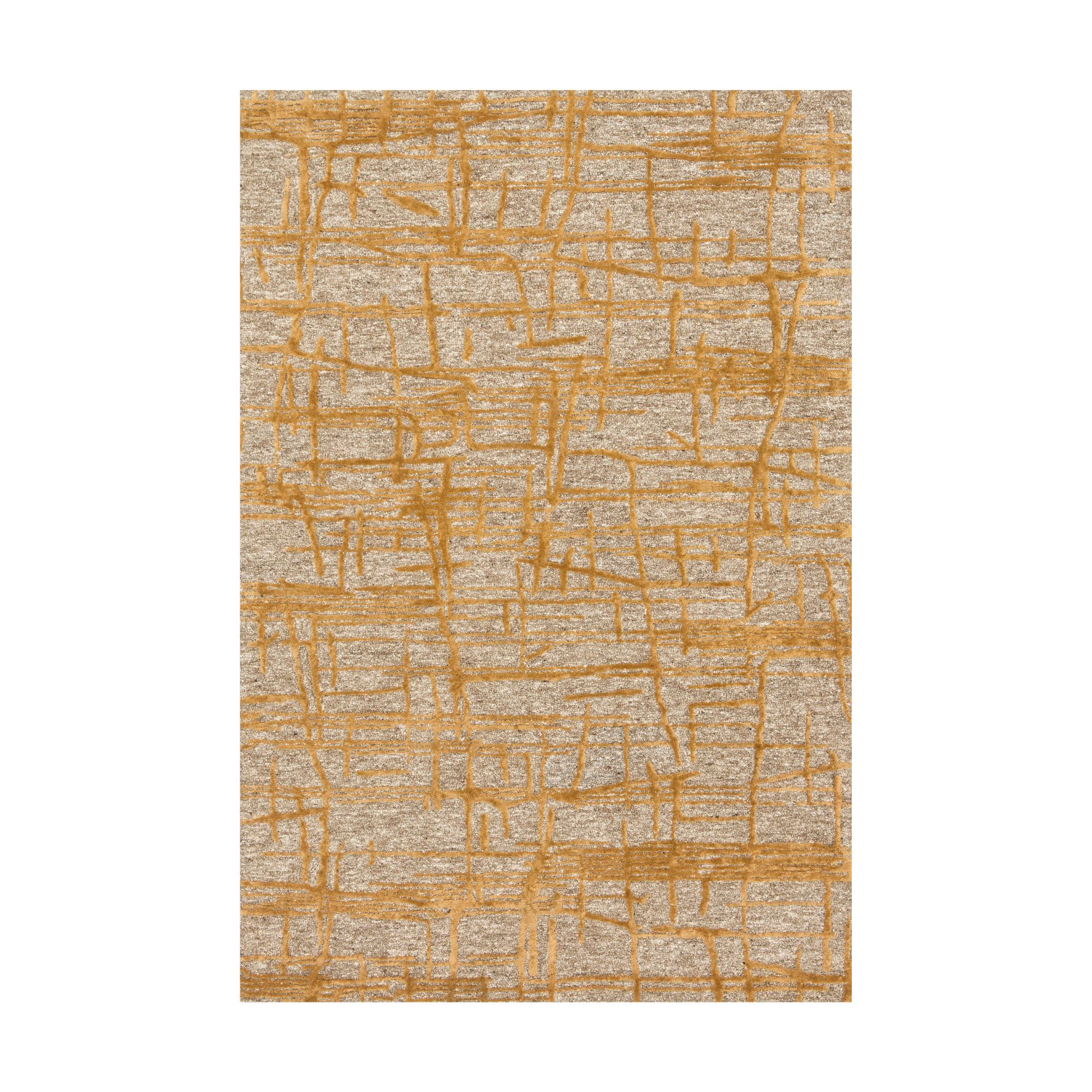 Gold and taupe tufted rug