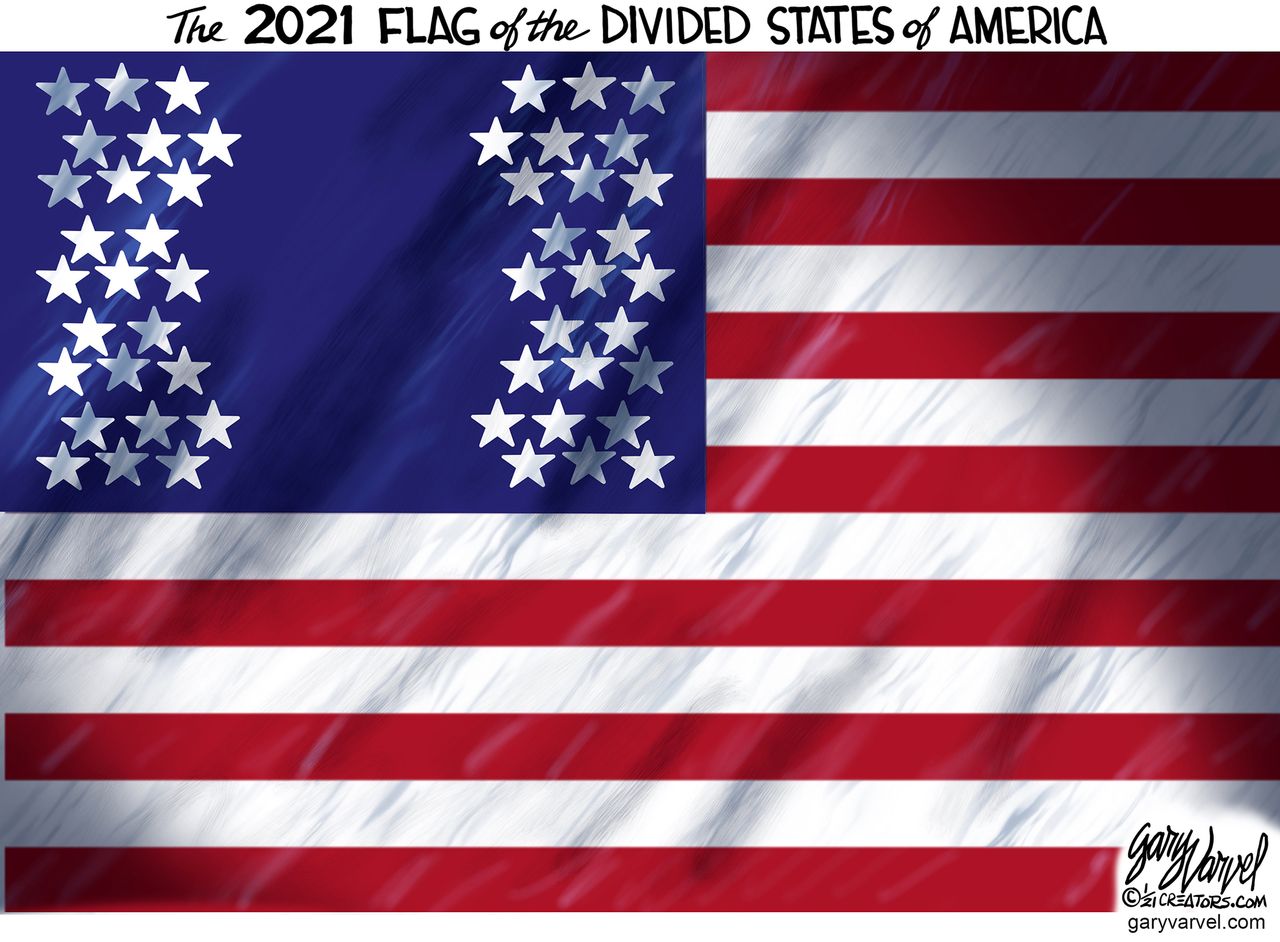 Editorial Cartoon U.S. United States division flag