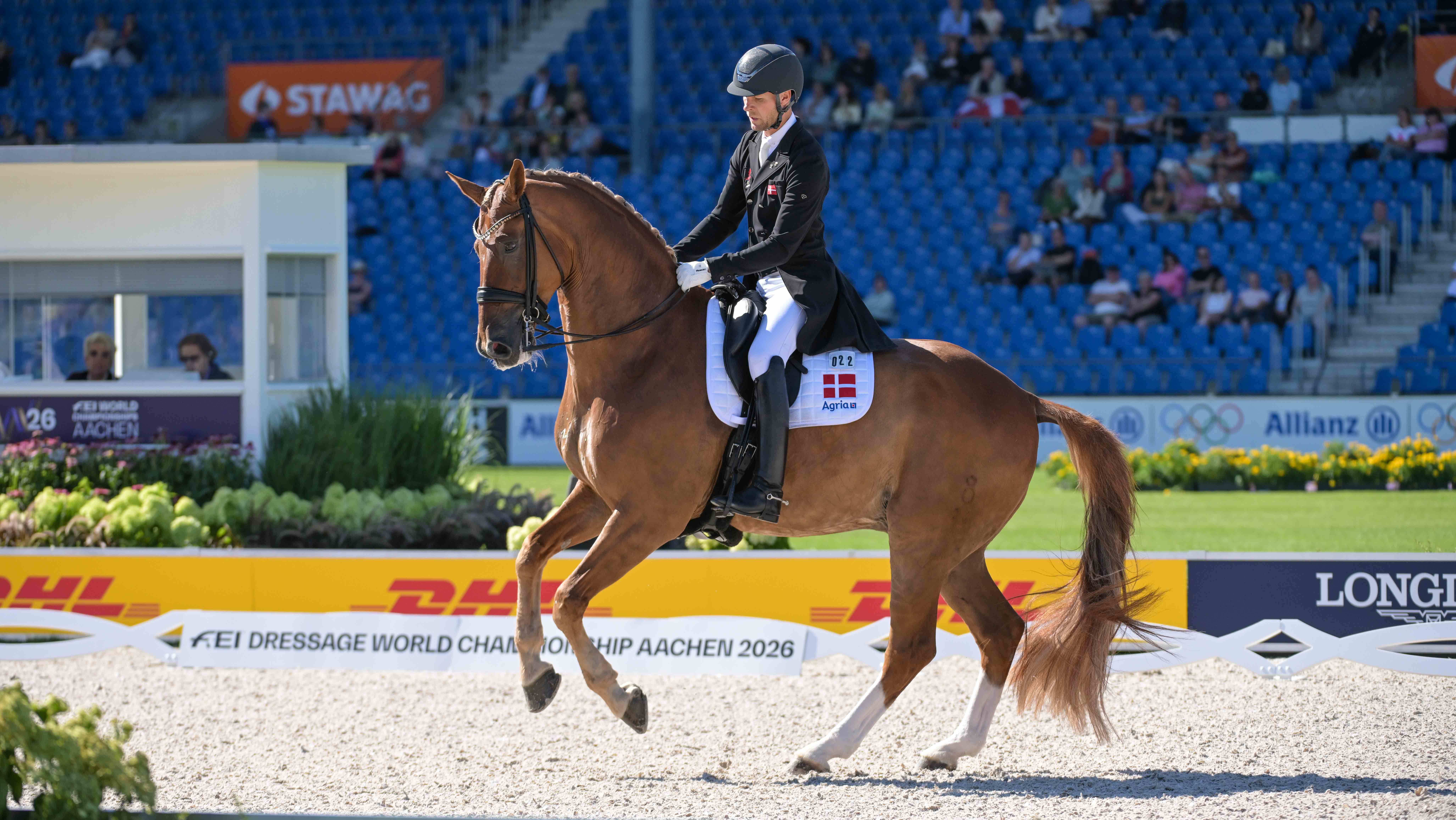 Daniel Bachmann Anderson riding a pirouette on Flash Gordon at the Aachen Dressage World Champmionships