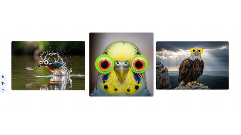 AI images of birds with googly eyes