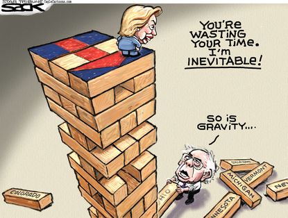 Political Cartoon U.S. Hillary Bernie 2016
