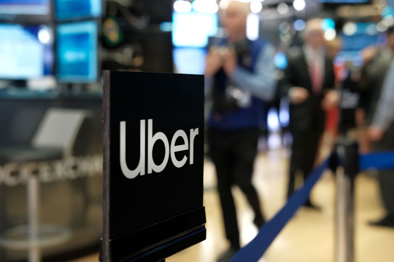 The Uber logo on the NYSE