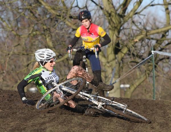 Crashes galore on the greasy course