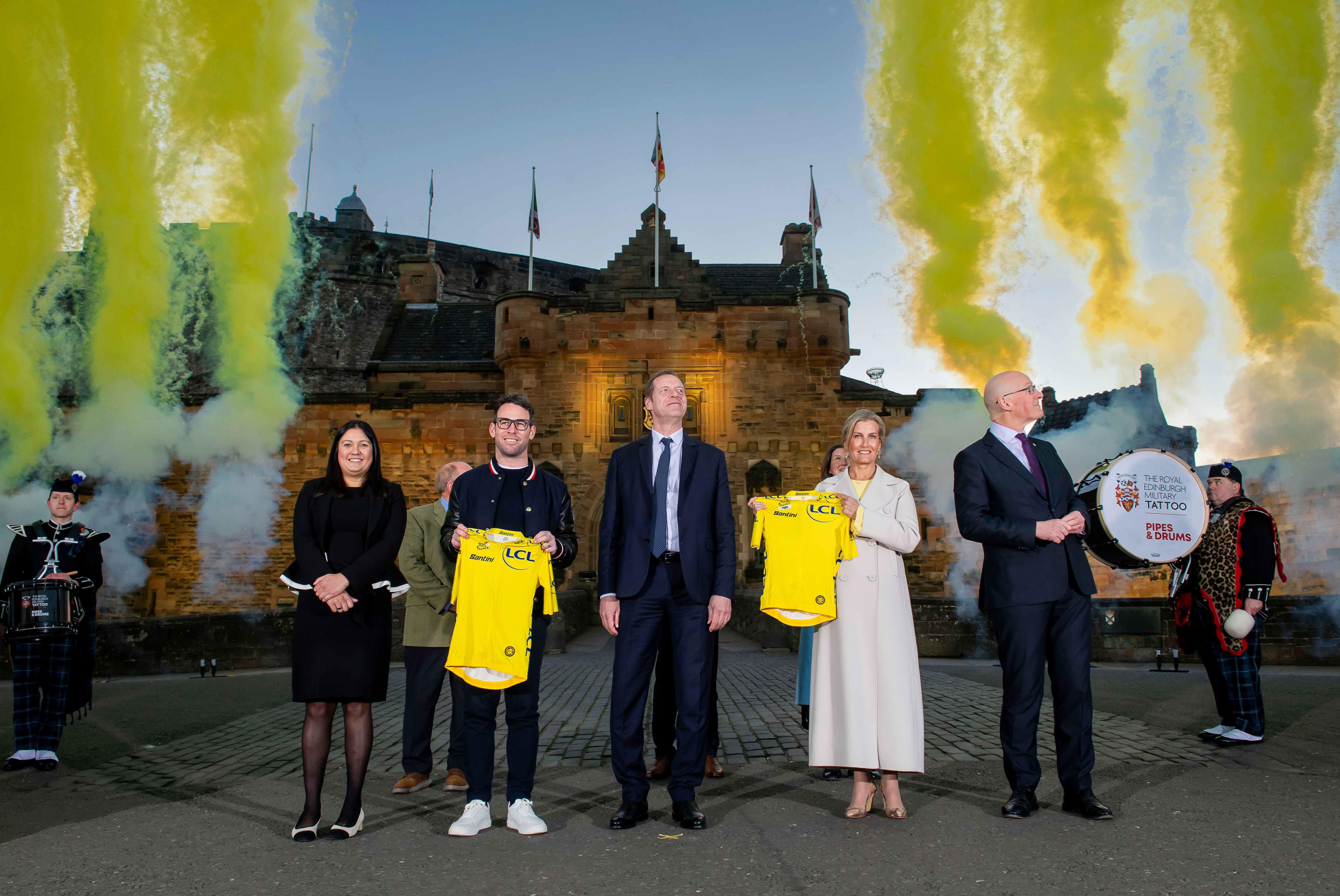 Mandatory Credit Photo by Allan McKenzieSWpixcomShutterstock 15212927bdL to R Secretary of State for Culture Media and Sport Lisa Nandy Mark Cavendish Christian Prudhomme HRH Sophie The Duchess of Edinburgh First Minister of Scotland John SwinneyTour de France 2027 Grand Depart Preview Edinburgh UK 19 Mar 2025