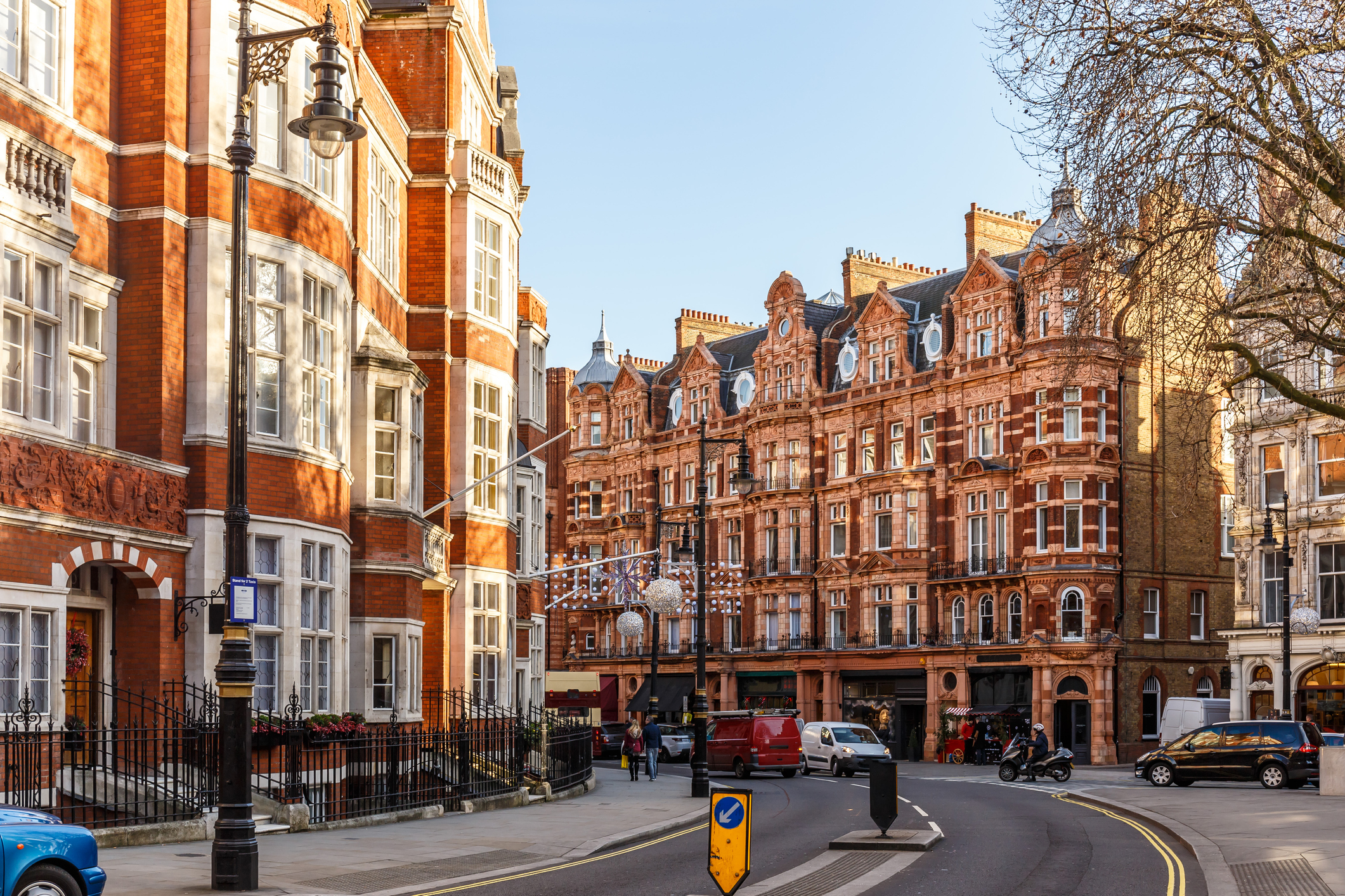 Classic red brick buildings in Mayfair