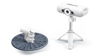Creality CR-Scan Lizard 3d scanner being used with optional turntable to scan a figurine of a squirrel
