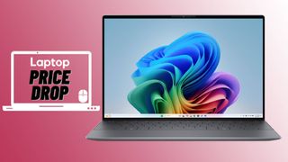 Dell XPS 13 Snapdragon X Elite laptop against pink gradient background