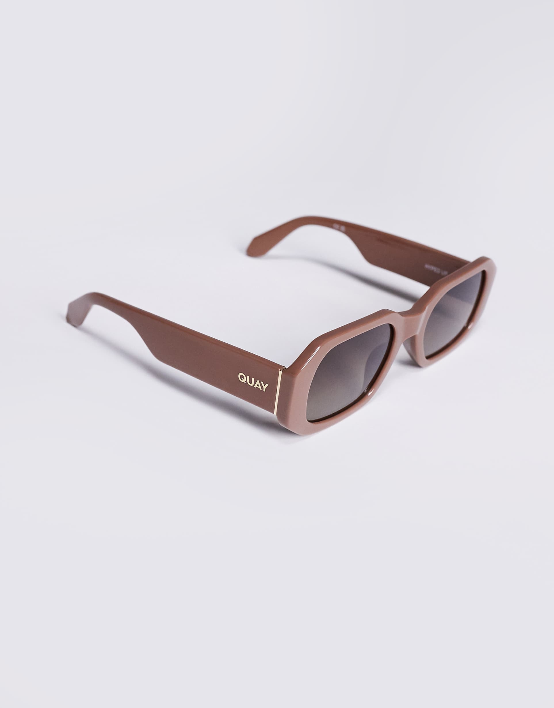 Quay Hyped Up Rectangular Sunglasses in Mocha Brown