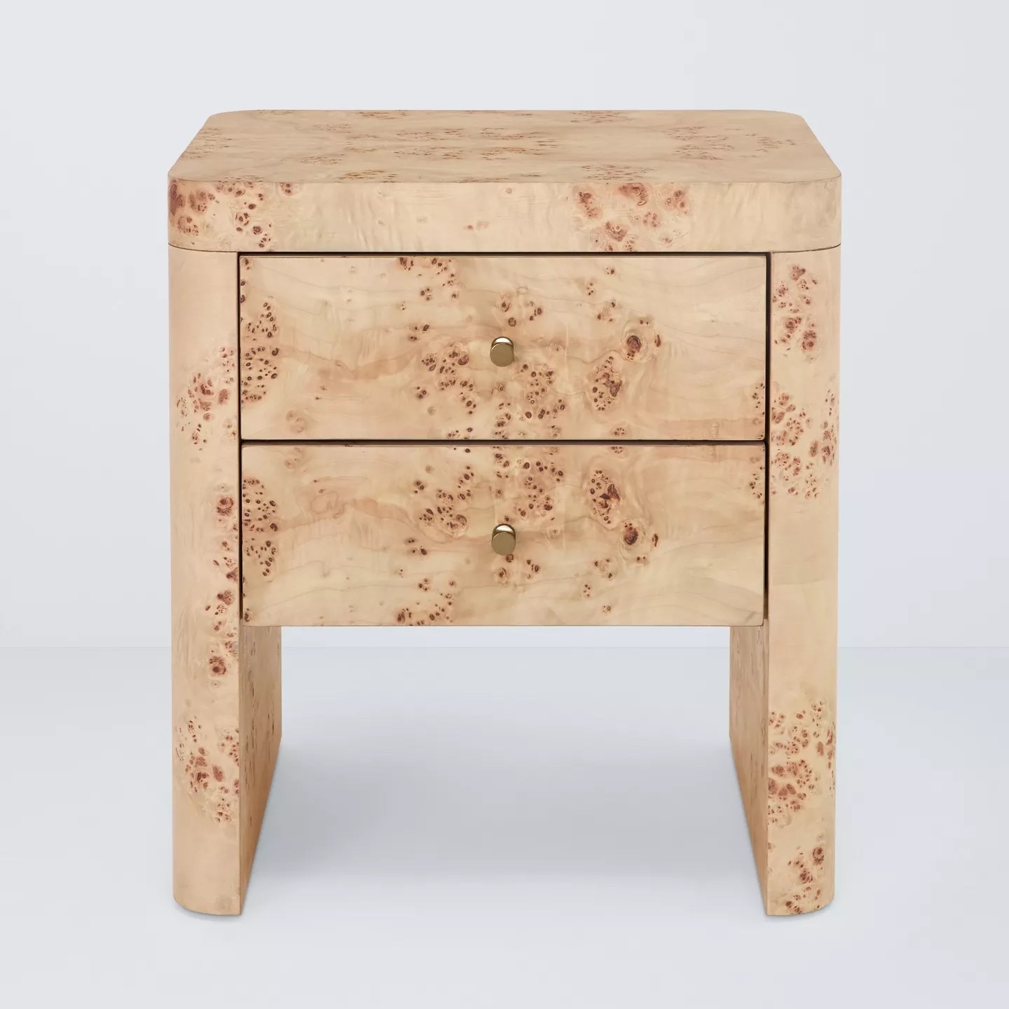 John Lewis, Burl Two Drawer Bedside Table