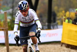 World champion Pidcock on the way to victory at the 2022 cyclocross Superprestige round in Boom