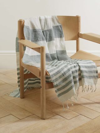 Fringed Striped Linen Throw