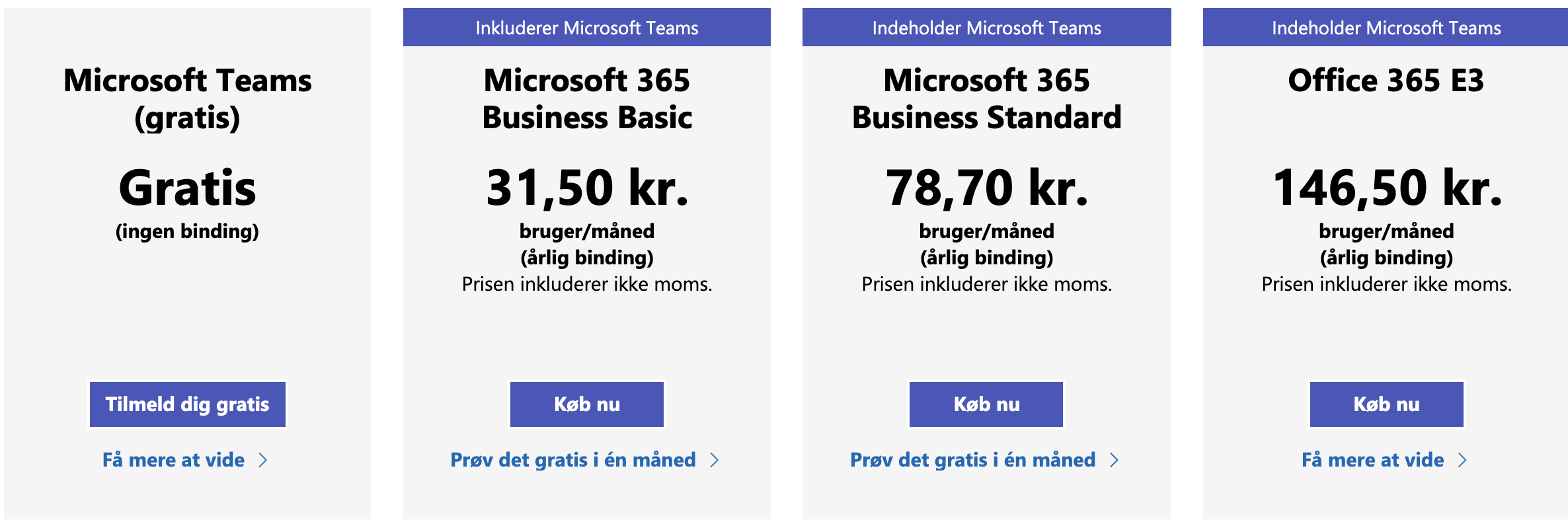 Microsoft Teams og dets priser i Danmark
