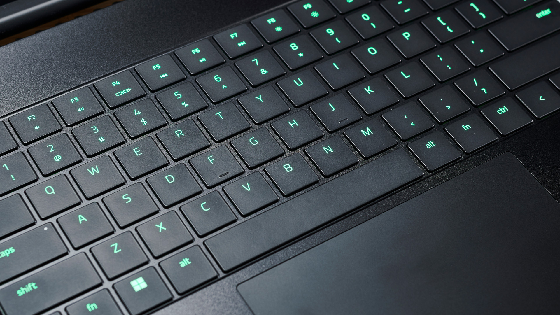 A close-up shot of the keyboard on the Razer Blade 17 (2022)