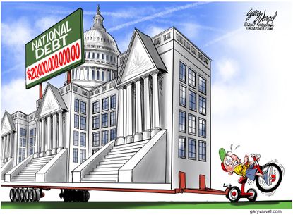 Political cartoon U.S. national debt White House