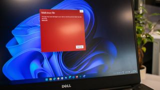 Malware warning on a computer screen