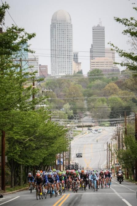 The women head out of downtown Winston Salem.