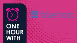 An image of a clock next to the Bluehost logo