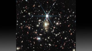 Image from James Webb Space Telescope of massive galaxy cluster WHL0137-08.