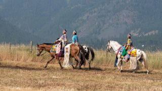 Three nez perce horses returning from procession