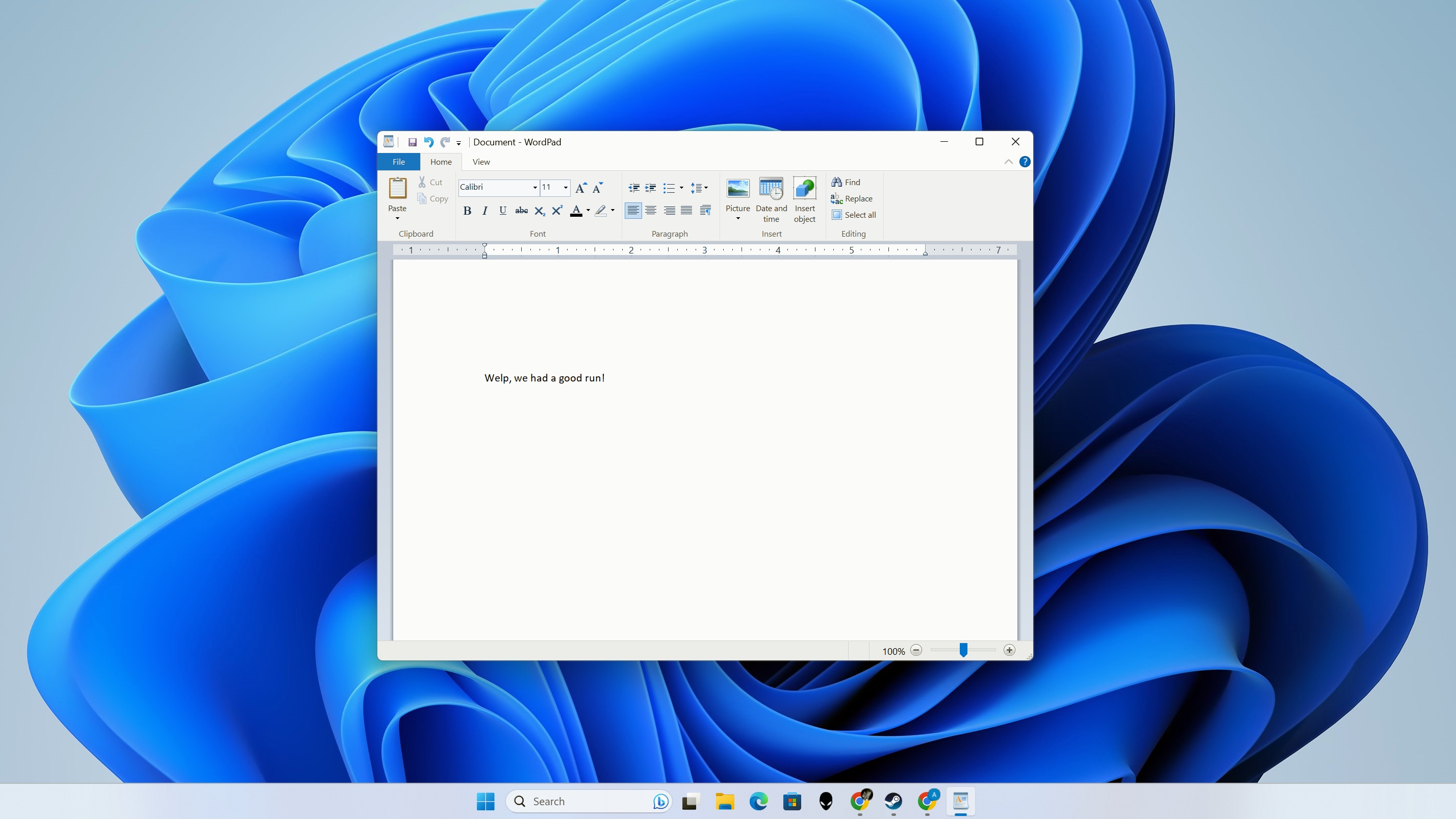 WordPad screenshot on Windows 11