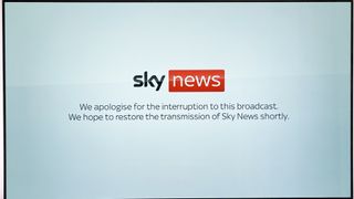 Sky News outage message on a TV