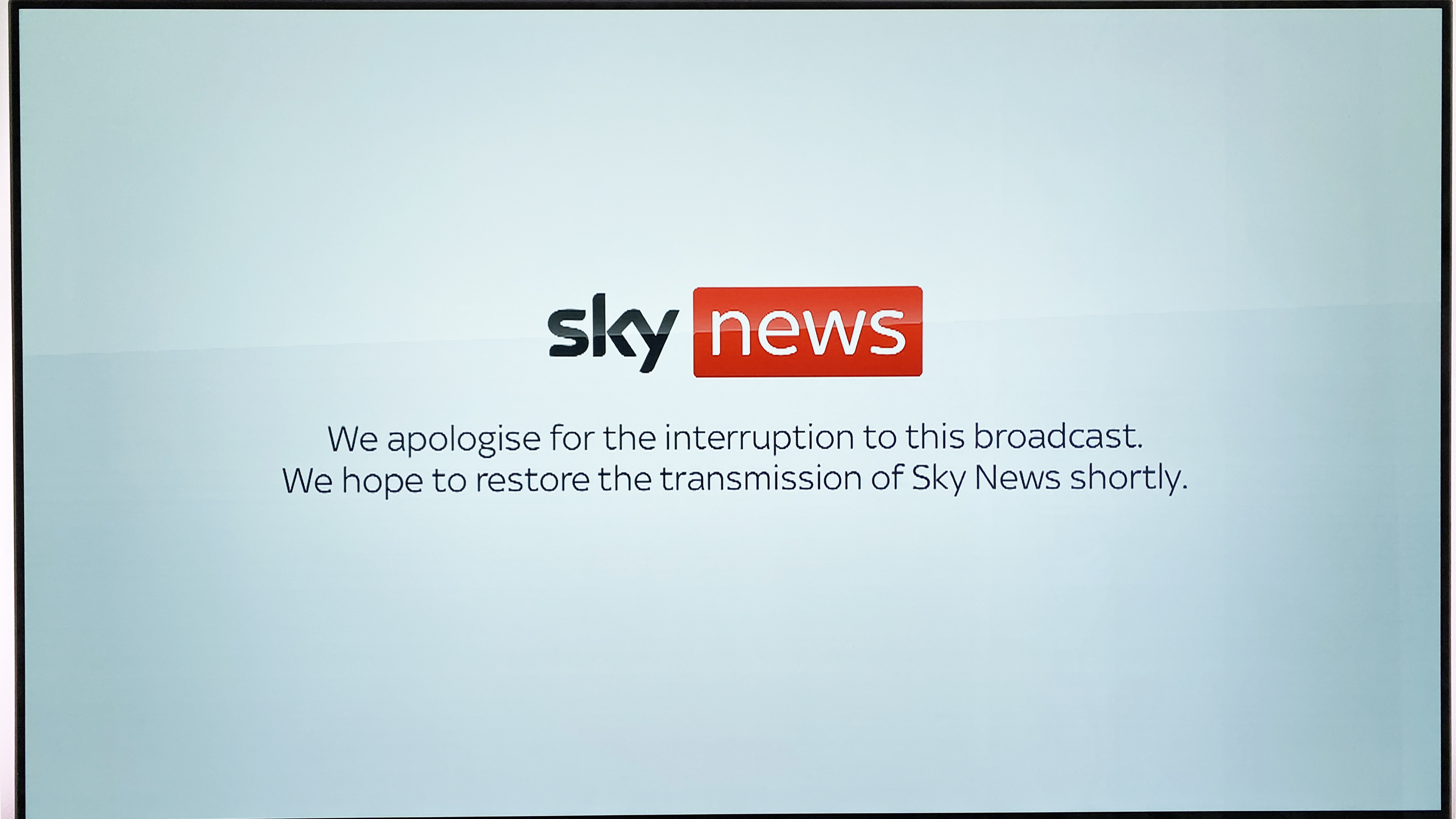 Sky News outage message on a TV