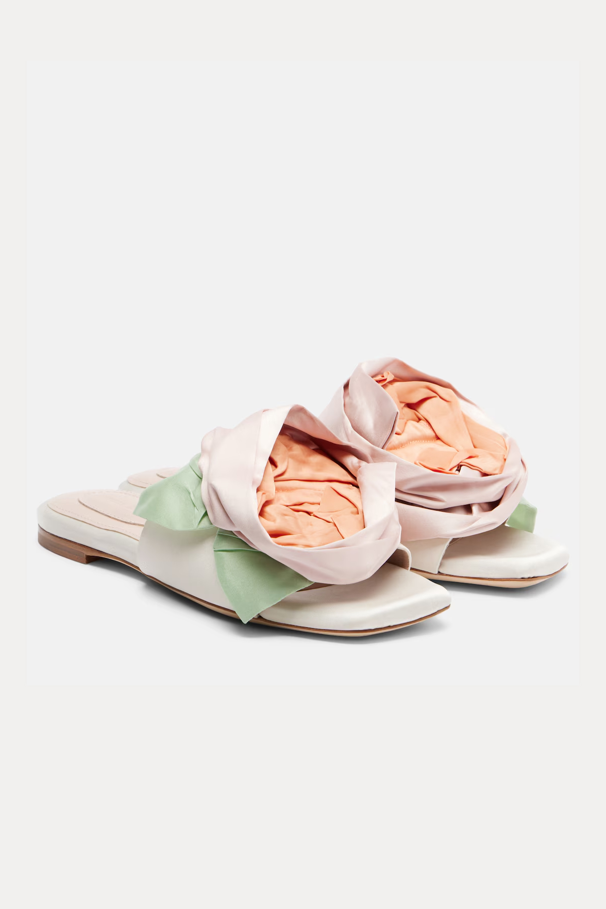 Simone Rocha, Floral-Appliqu&amp;eacute; Satin Slides in White