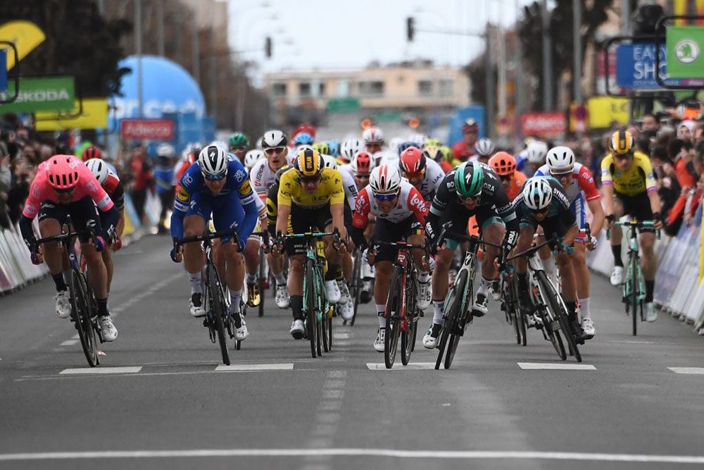 The sprint for the line on stage 3 of Paris-Nice