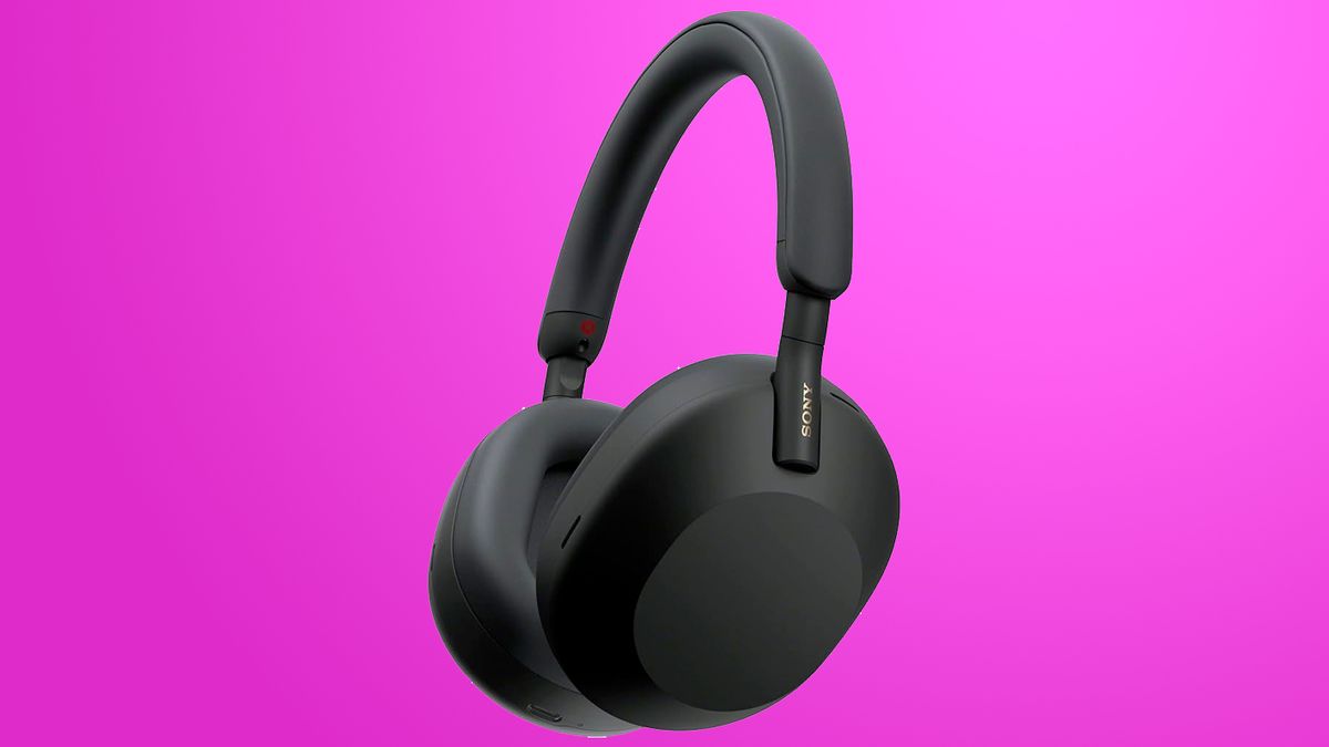 Sony headphones on a coloured background