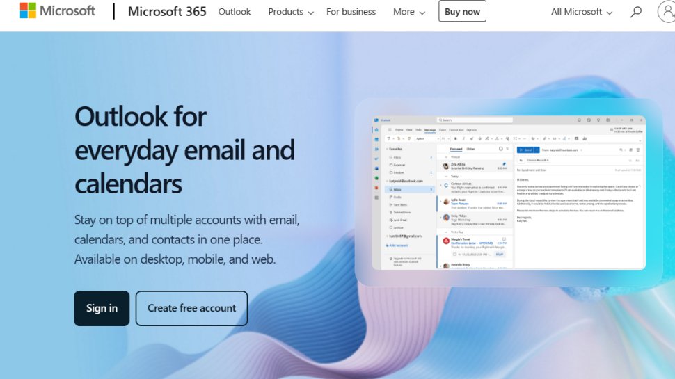Microsoft Outlook website screenshot