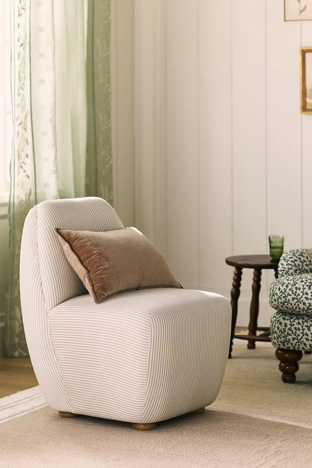 Amelia Stripe Cotton Slipper Chair
