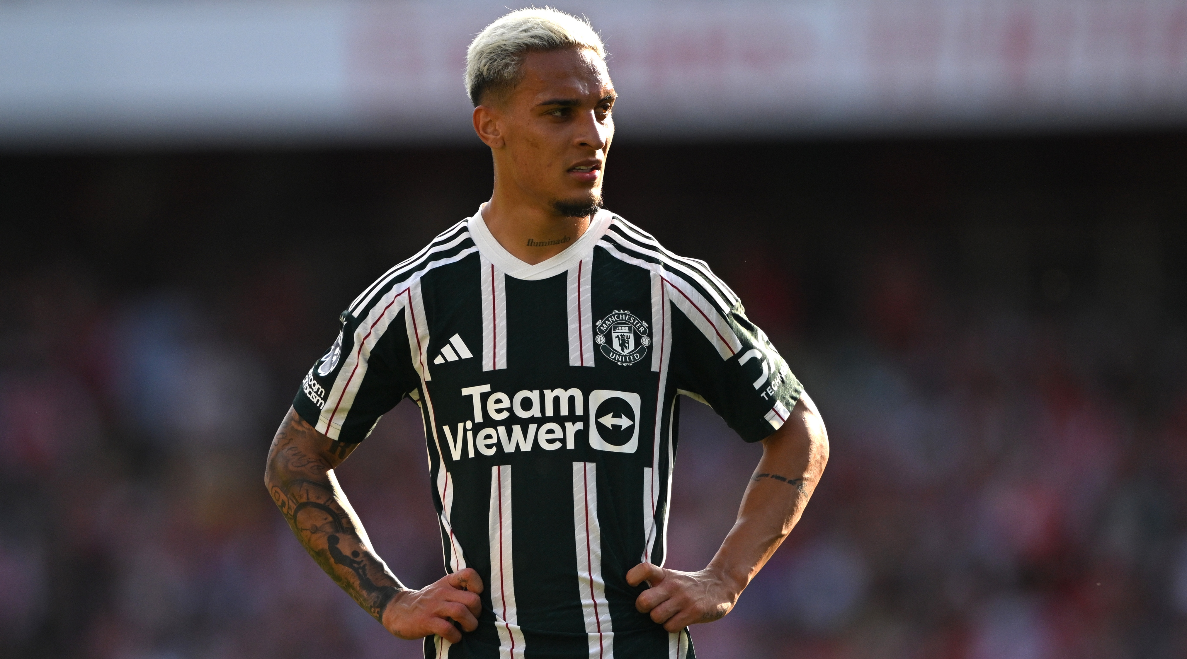 Antony of Manchester United during the Premier League match between Arsenal FC and Manchester United at Emirates Stadium on September 03, 2023 in London, England.