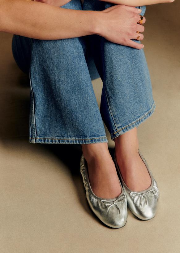 Agathe Low Ballerinas - Silver - Sheep Leather - S&amp;eacute;zane