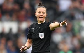 Rebecca Welch refereeing Derby County v Portsmouth