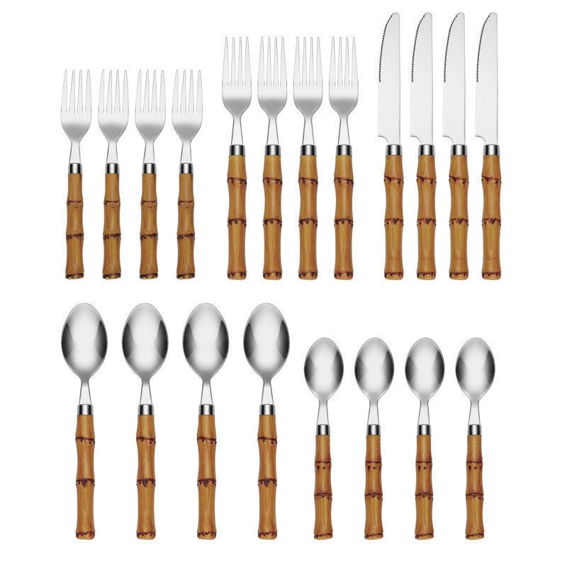 Cambridge Silversmiths Cambridge Bamboo Handle 20-Piece Flatware Set & Reviews | Wayfair