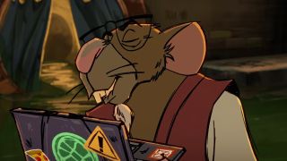 Master Splinter having a good time on his laptop in Tales of the Teenage Mutant Ninja Turtles