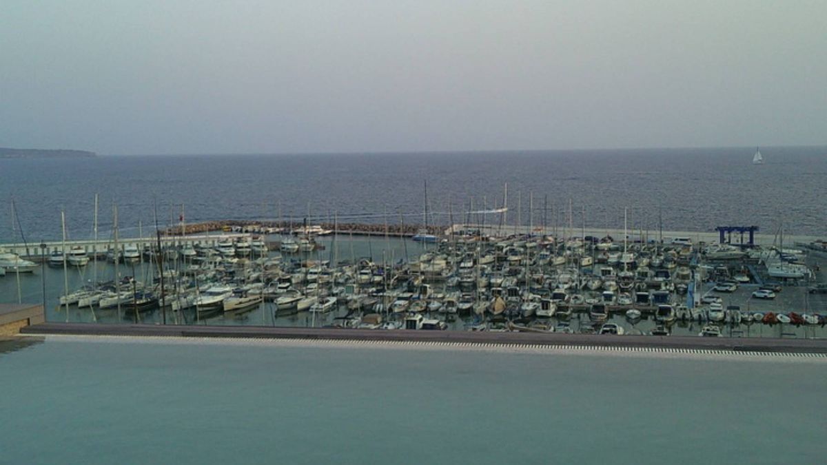 A landscape picture of a marina taken on the Lola digital camera