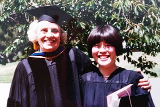 Marian Diamond and Wendy Suzuki on Suzuki's undergraduate graduation day.