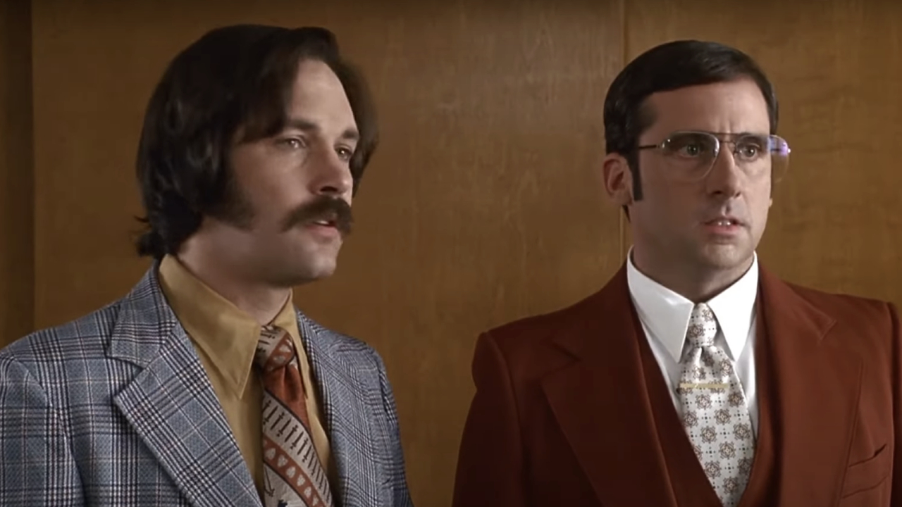 Paul Rudd and Steve Carell in Anchorman: The Legend Of Ron Burgundy