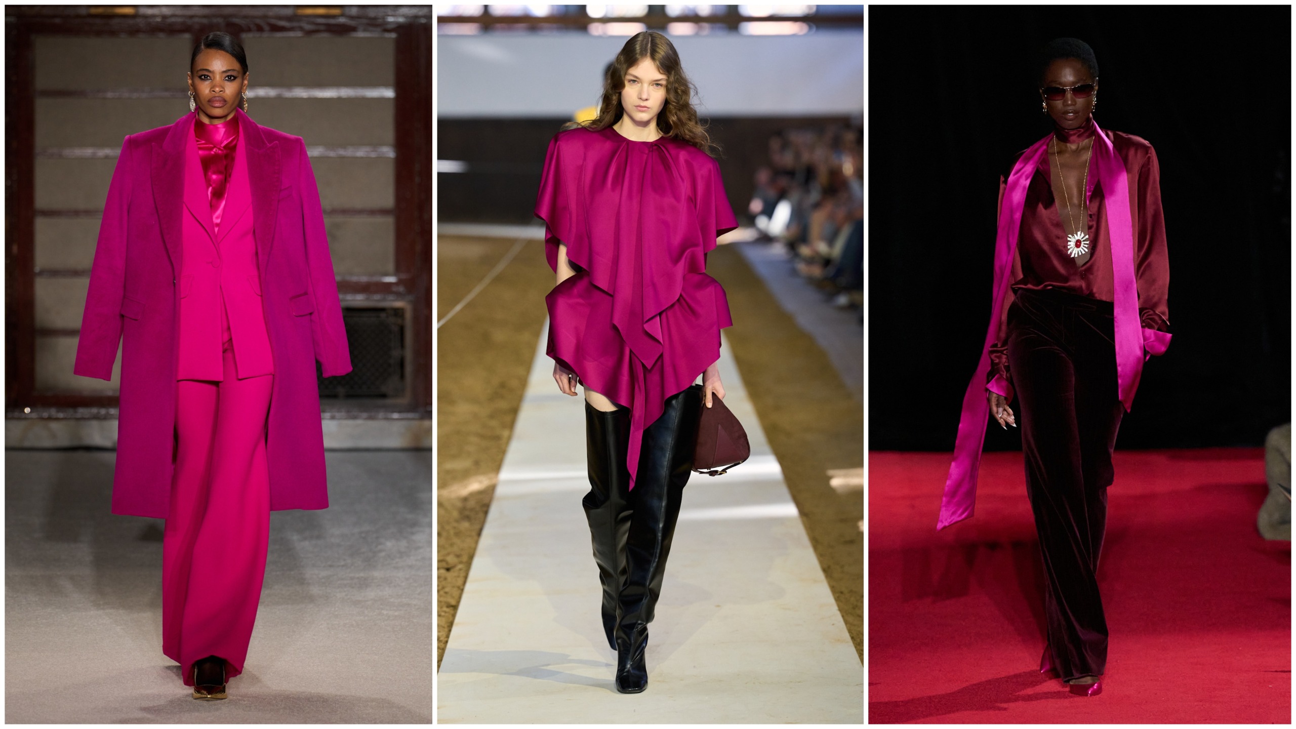 Fuchsia on the Fall 2026 runways of Sergio Hudson, Stella McCartney, and LaQuan Smith.