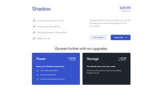 Shadow PC subscription tiers