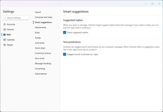 New Outlook Mail settings