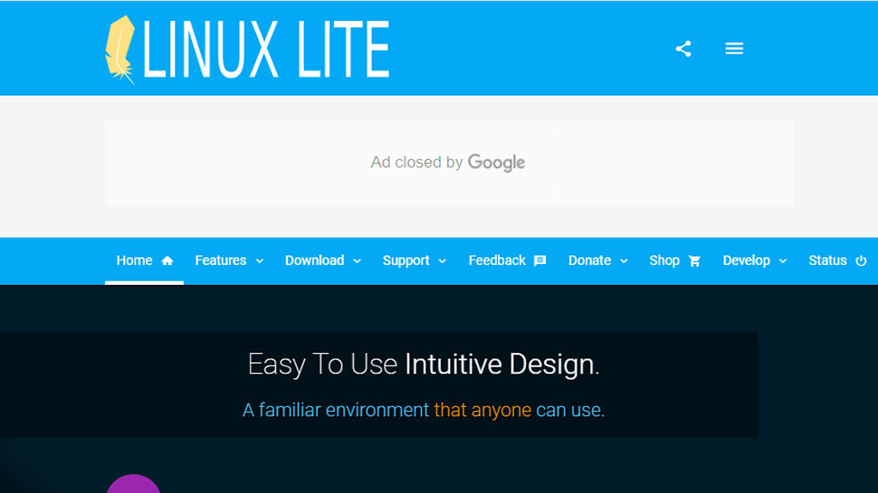 Website screenshot of Linux Lite