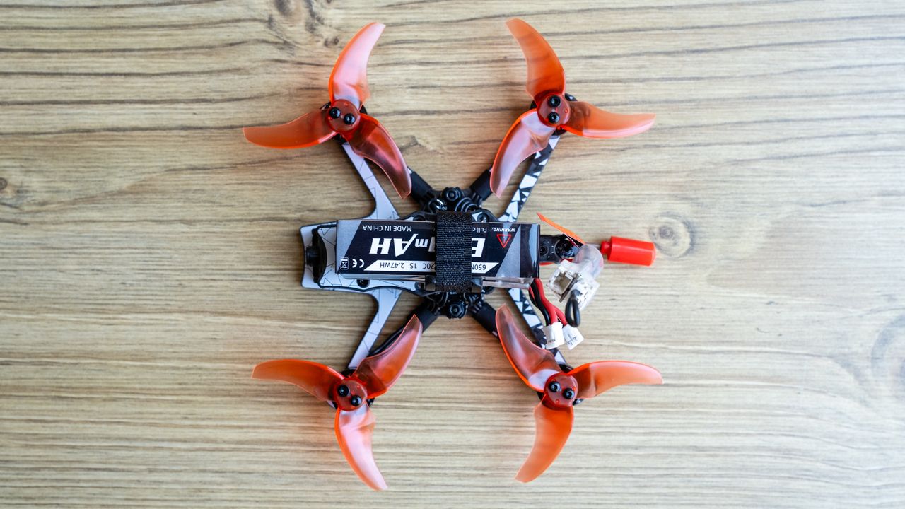 Emax Tinyhawk III Pro Freestyle RTF Kit Emax Tinyhawk III Pro Freestyle RTF Kit drone with batteries attached top view