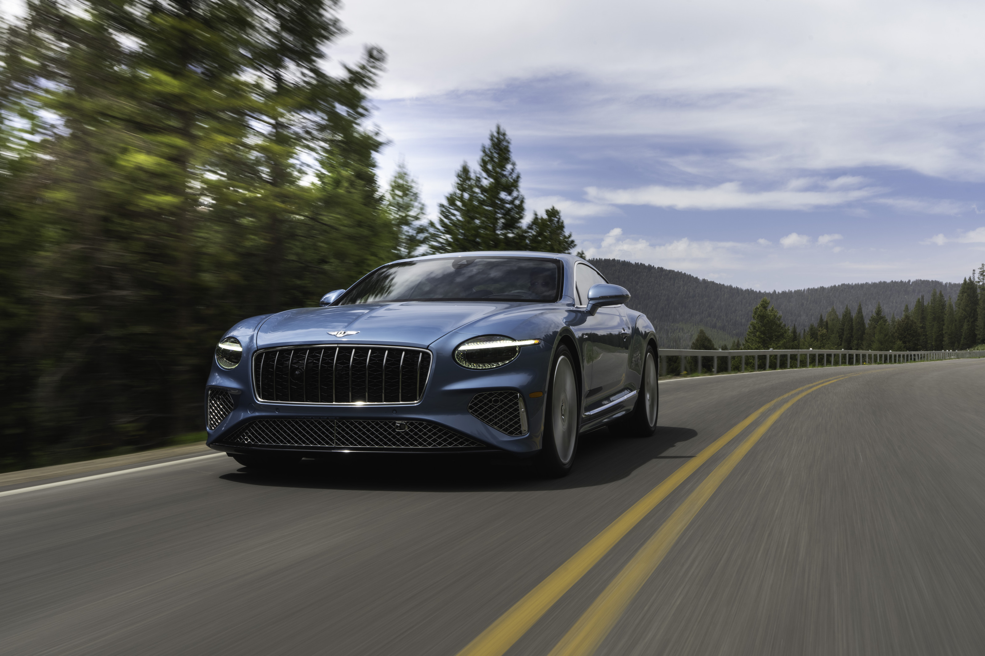 On the road in the Bentley Continental GT Azure